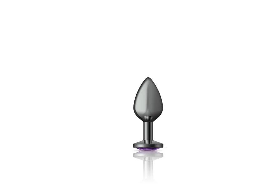 Cheeky Charms - Gunmetal Metal Butt Plug - Round - Deep Purple - Medium