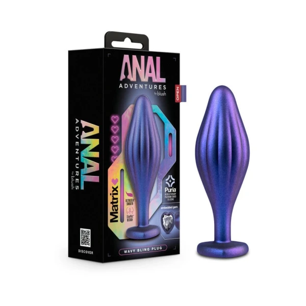 Anal Adventures Matrix - Wavy Bling Plug -  Sapphire