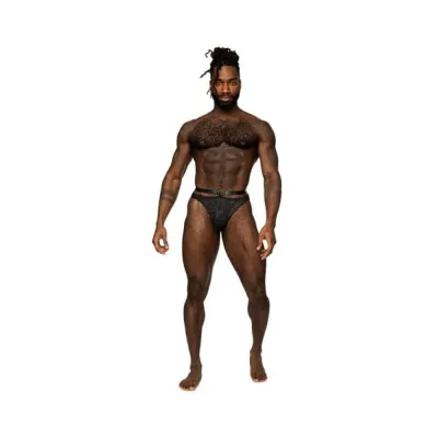 Men s Clothing Male Power Rude Awakening Strap Thong Black L xl