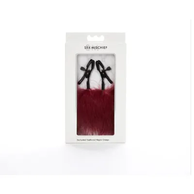 Sex and Mischief Enchanted Feather Nipple Clamps Burgundy