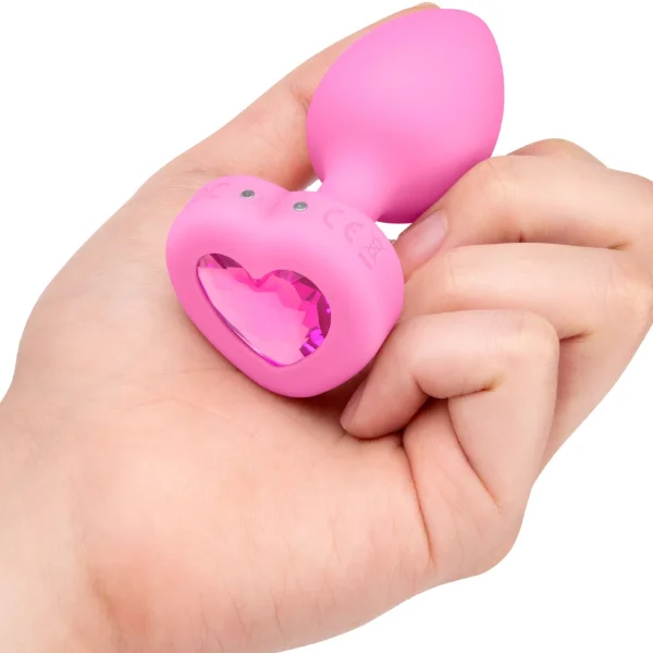B-Vibe Vibrating Heart Plug Small/Medium - Pink Topaz