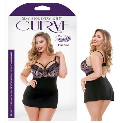 Curve Josephine Cutout Molded Leopard Print Chemise G String