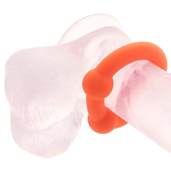 Alpha Liquid Silicone Dual Ball Cock Ring By CalExotics - Orange