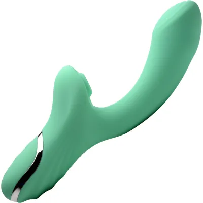 Shegasm 10X Minty Silicone Pressure Wave Clitoral Stimulator With G Spot Vibrator Teal