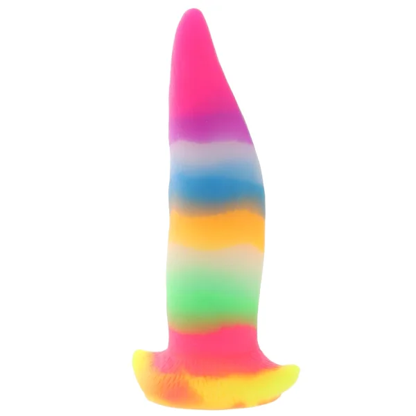 Unicorn Tongue Rainbow Glow In The Dark 7.4" Silicone Suction Cup Dildo By Creature Cocks