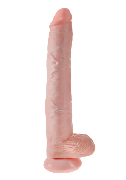 King Cock 14" Suction Cup Dildo With Balls - Caramel