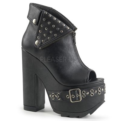 6 1 4 inches Heel 3 inches PF Open Toe Ankle Bootie Front Zip Closure