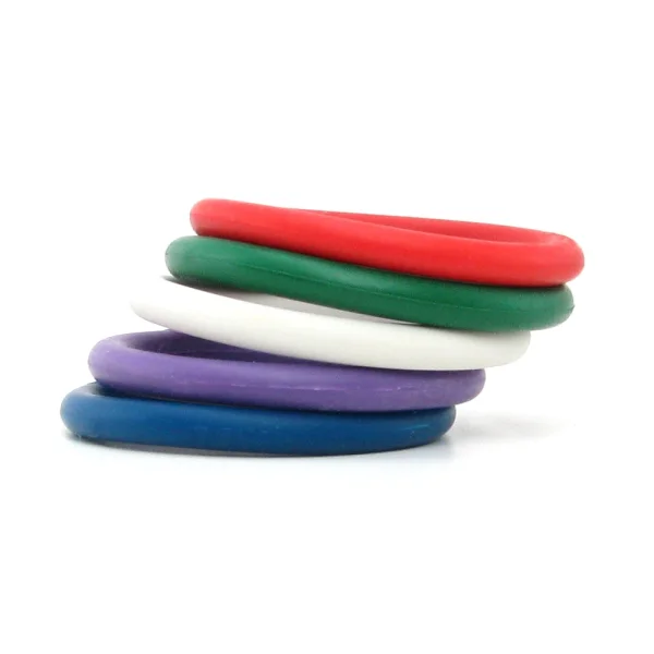 Spartacus 1.25" Rubber Cock Ring Set - Rainbow Pack of 5