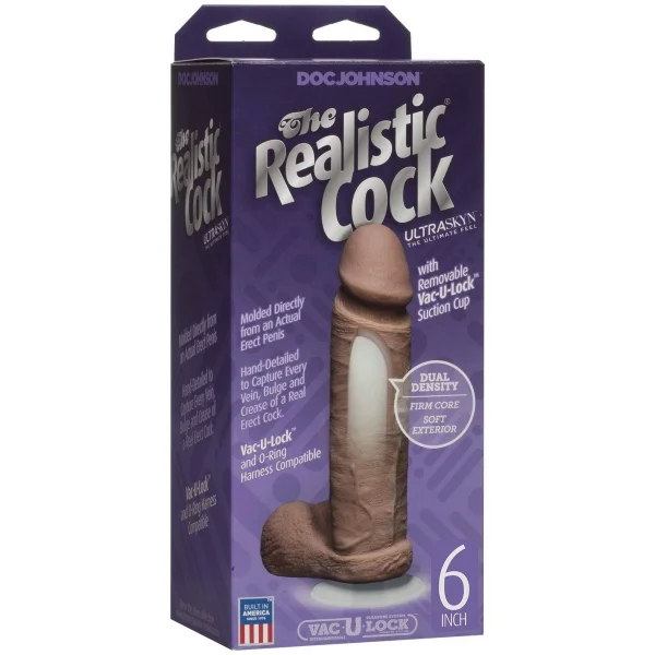 The Realistic Cock Ultraskyn 6 Inch - Brown