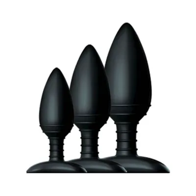 Butt Plug Trio 3 Solid Silicone Butt Plugs Black 5 Inch