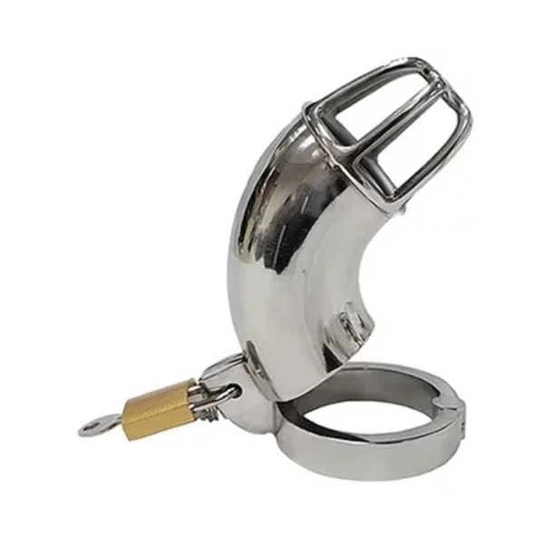 Stainless Cock Cage With Padlock In Clamshell