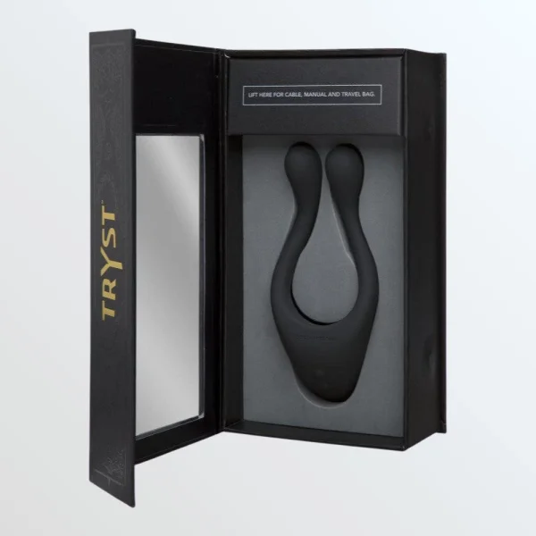 Tryst Multi Erogenous Zone Silicone Vibrator and Cock Ring - Black