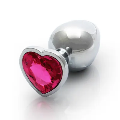 Ouch Pink Heart Gem Metal Plug Medium
