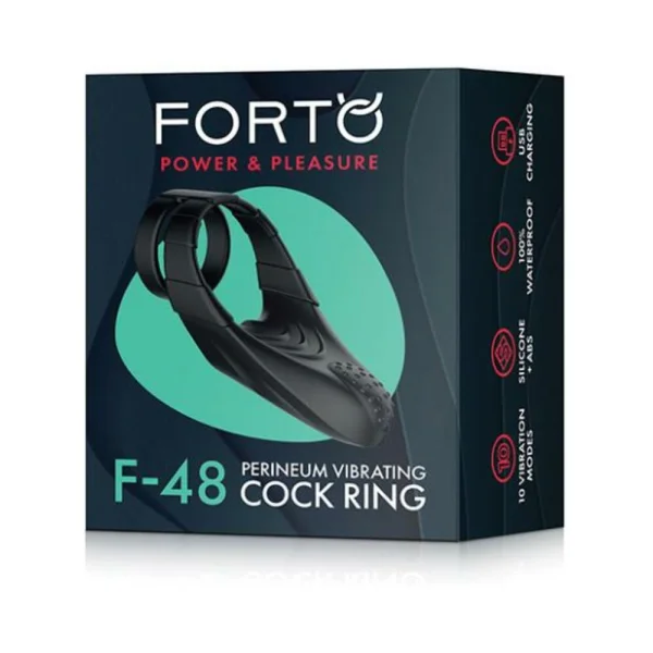 Forto F-48: Silicone Perineum Vibrating Double Cockring Black