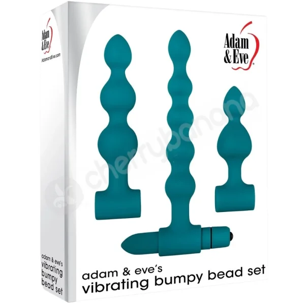 Adam & Eve Vibrating Bumpy Bead Green Silicone Anal Beads Set With Bullet Vibe