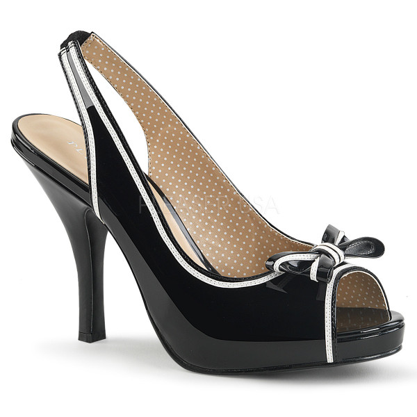 4 1/2 inches Heel, 3/4 inches Hidden P/F Peep Toe Slingback Sandal W/Bow — image 9 of 16