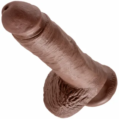 King Cock 8 Suction Cup Dildo With Balls Chocolate