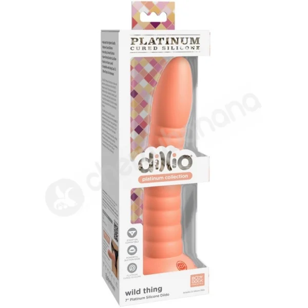 Dillio Platinum Wild Thing 7" Peach Silicone Dildo With Suction Cup Body Dock Compatible Base