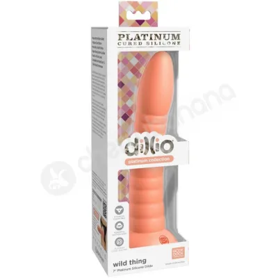 Dillio Platinum Wild Thing 7 Peach Silicone Dildo With Suction Cup Body Dock Compatible Base