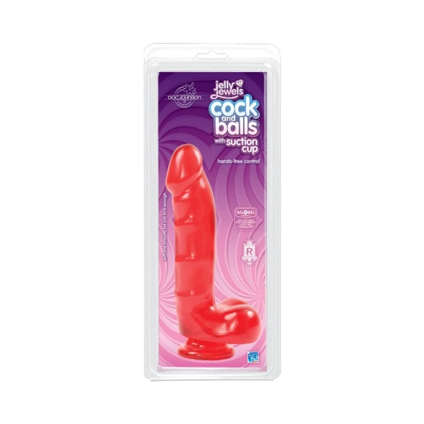 Jelly Jewels Cock And Balls With Suction Cup 8 Inch
