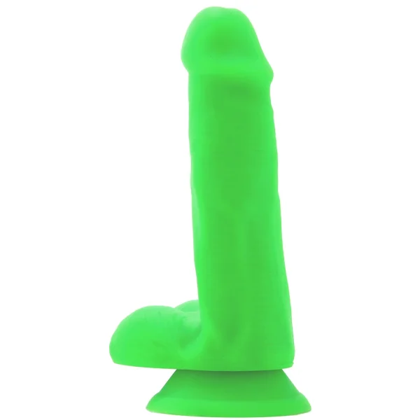 Neo Elite - 6 Inch Silicone Dual Density Cock  With Balls - Neon Green