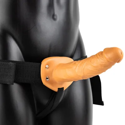 Real Rock Hollow Vibrating 8 Inch Strap On