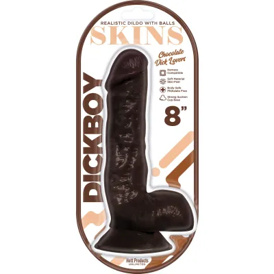 Dickboy Skins Dildo With Balls 8 Inch Chocolate Dick Lover
