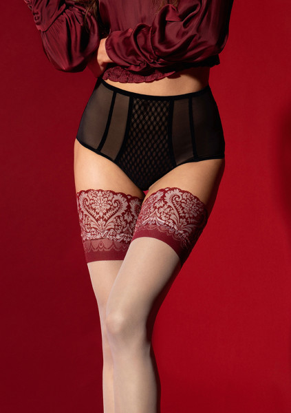 ARABESQUE Stay-ups 20 den - Burgundy - Sexy Women in Stockings