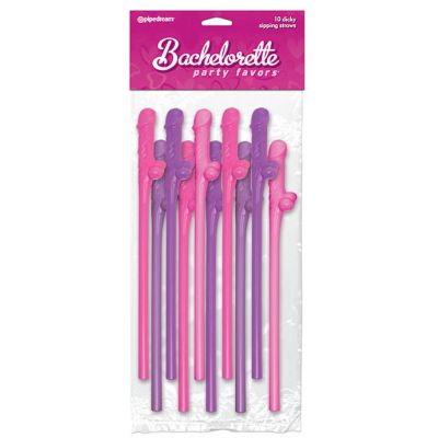 Dicky Sipping Straws 10pk Asstd Col Assorted One Size