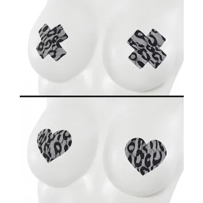 Leopard Lace Pasties Pack Of 2 heart Cross