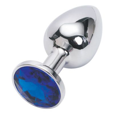 Jewelled Butt Plug Small Silver Blue