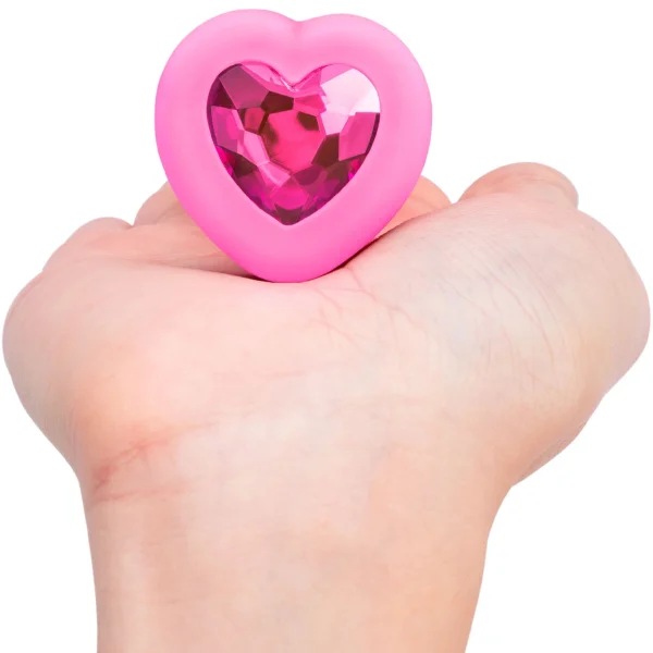 B-Vibe Vibrating Heart Plug Small/Medium - Pink Topaz