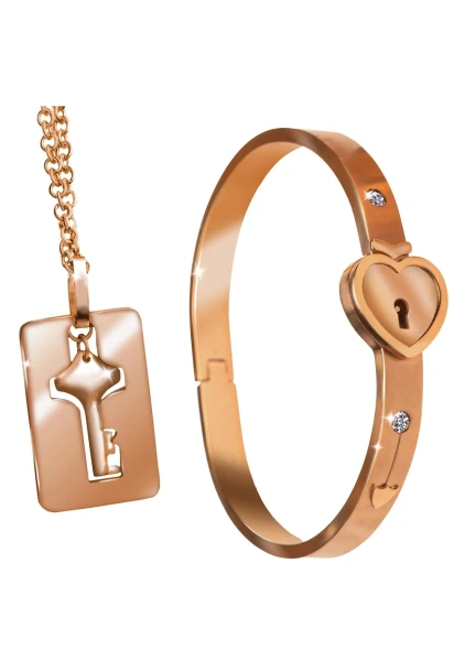 Cuffed Locking Bracelet and Key Necklace