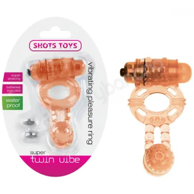 Shots Toys Flesh Super Twin Vibe Cock Ring