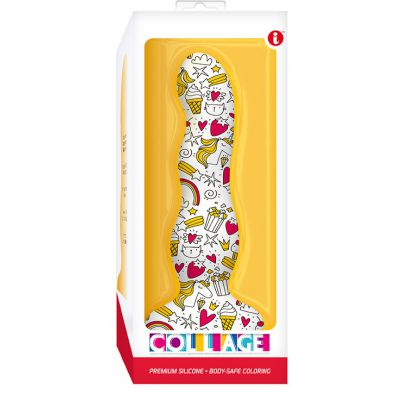 Collage Cupcakes Unicorns Curvy White Patterned 17 8 cm Dildo