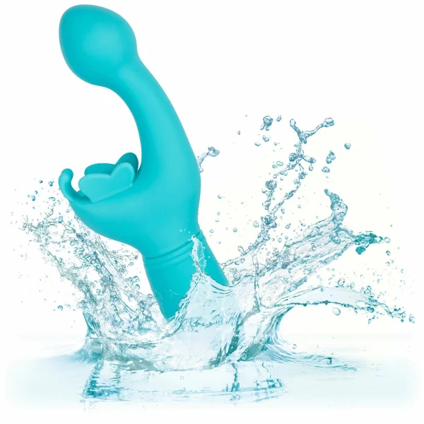 Butterfly Kiss Silicone Rechargeable Waterproof Dual-Stimulation Vibrator By CalExotics - Blue