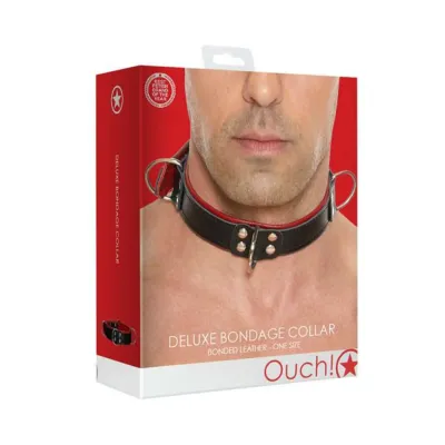 Ouch Deluxe Bondage Collar One Size Red