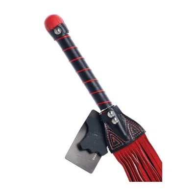 Bound X Suede Flogger With Stitching Detail Red Black