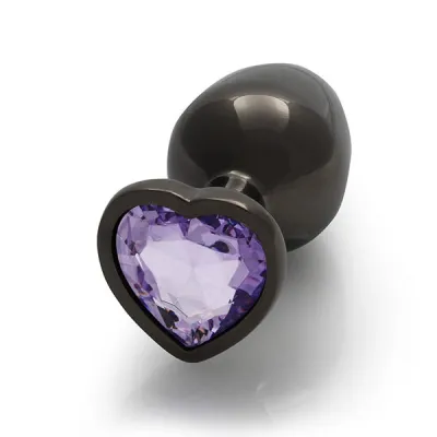 Ouch Purple Heart Gem Metal Black Plug Medium