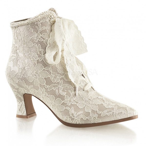 2 3/4 inches Flaired Heel Lace Up Ankle Bootie w/Lace Overlay — image 5 of 8