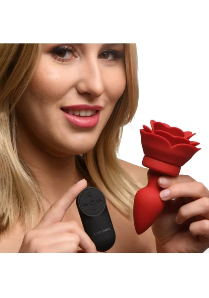 28X Silicone Vibrating Rose Anal Plug with Remote — image 13 of 24