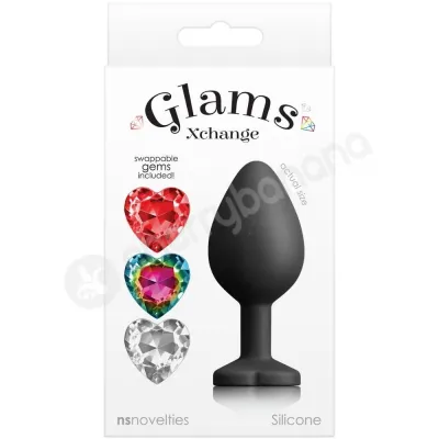 Glams Xchange Heart Medium 2 8 Butt Plug With 3 Swappable Gems