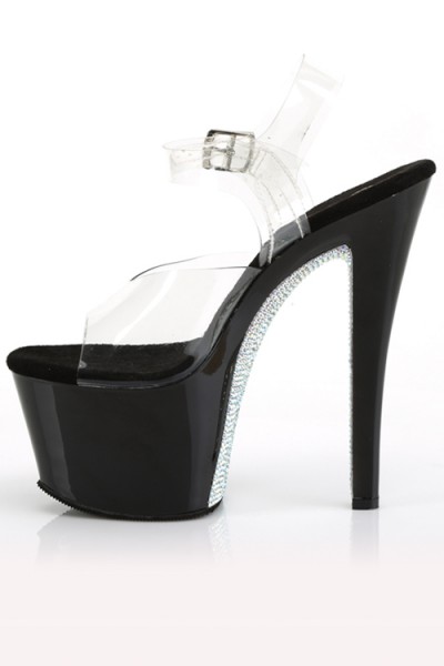 Pleaser Sky 7" Platform Sandal With Rhinestone Accents