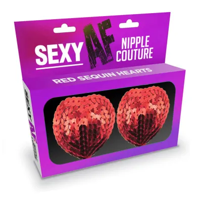 Sexy Af Nipple Couture Red Sequin Hearts