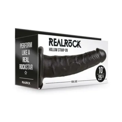 Realrock Hollow Strap on Without Balls 10 In Chocolate