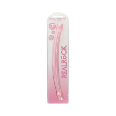 Realrock Crystal Clear Non realistic Double Dong 17 In Pink