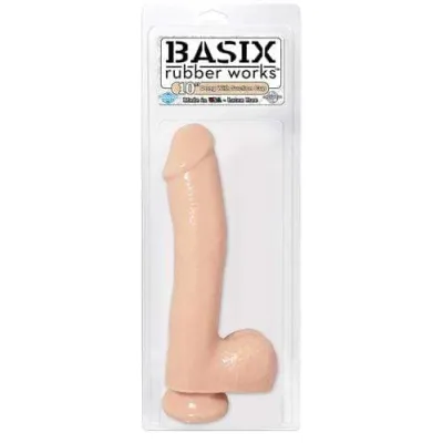 Basix Rubber Works 10 Inch Dong With Suction Cup Flesh