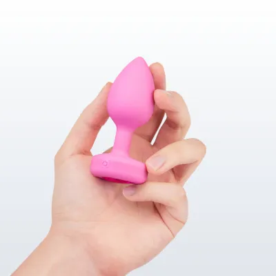 B Vibe Vibrating Heart Plug Small Medium Pink Topaz