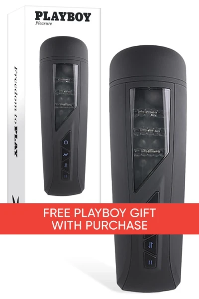 Playboy Pursuit Of Pleasure 10.7" Vibrating Stroker with Beaded Pleasure Rings