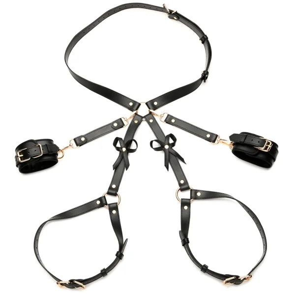 Strict Bondage Harness with Bows - X-Large / XX-Large, Black
